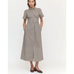 Hill House NWT The Carolina Shirt Dress Chocolate Circular Lattuce XL Midi